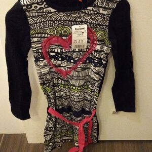 Desigual Black and Pink Patterned Dress